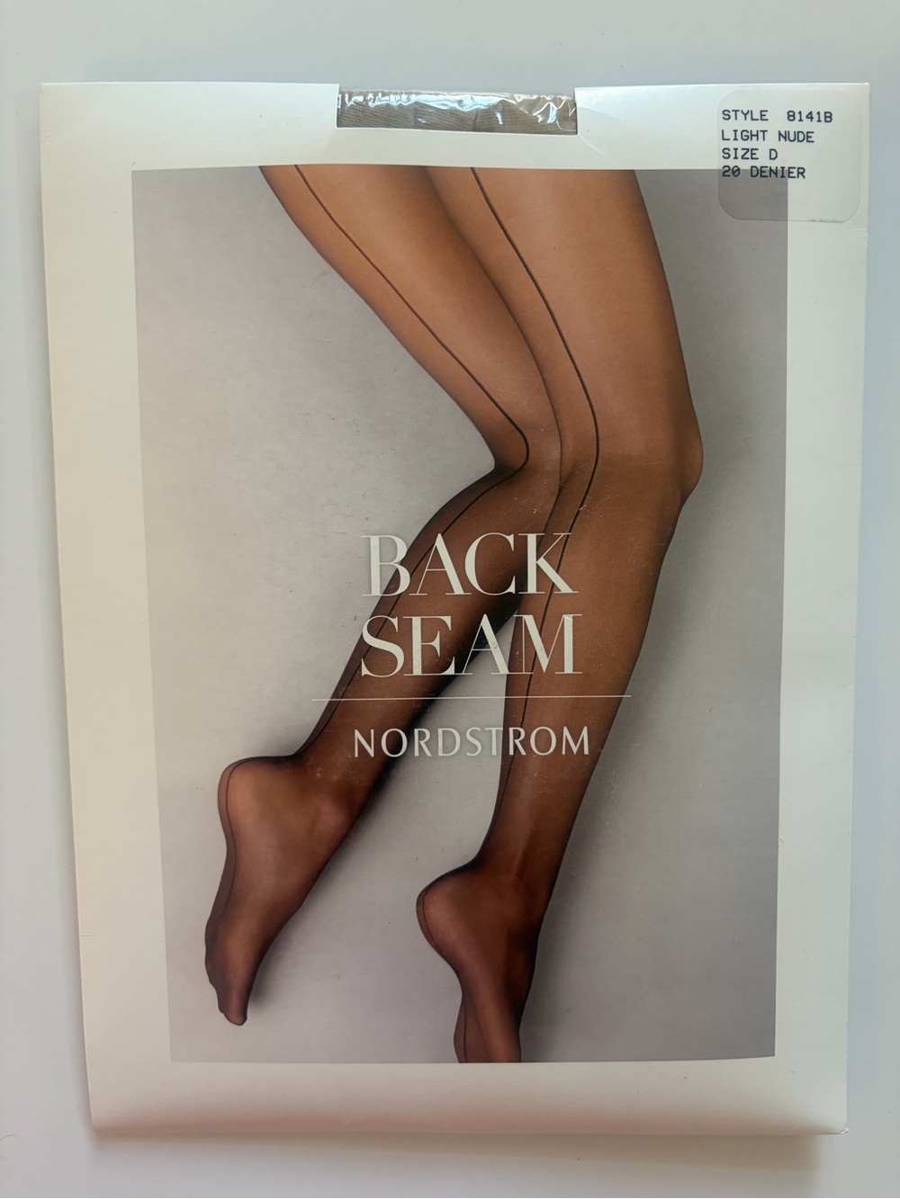 set of 3 Nordstrom Back Seam Light Nude Sheer Tights / hosiery size D 20 Denier